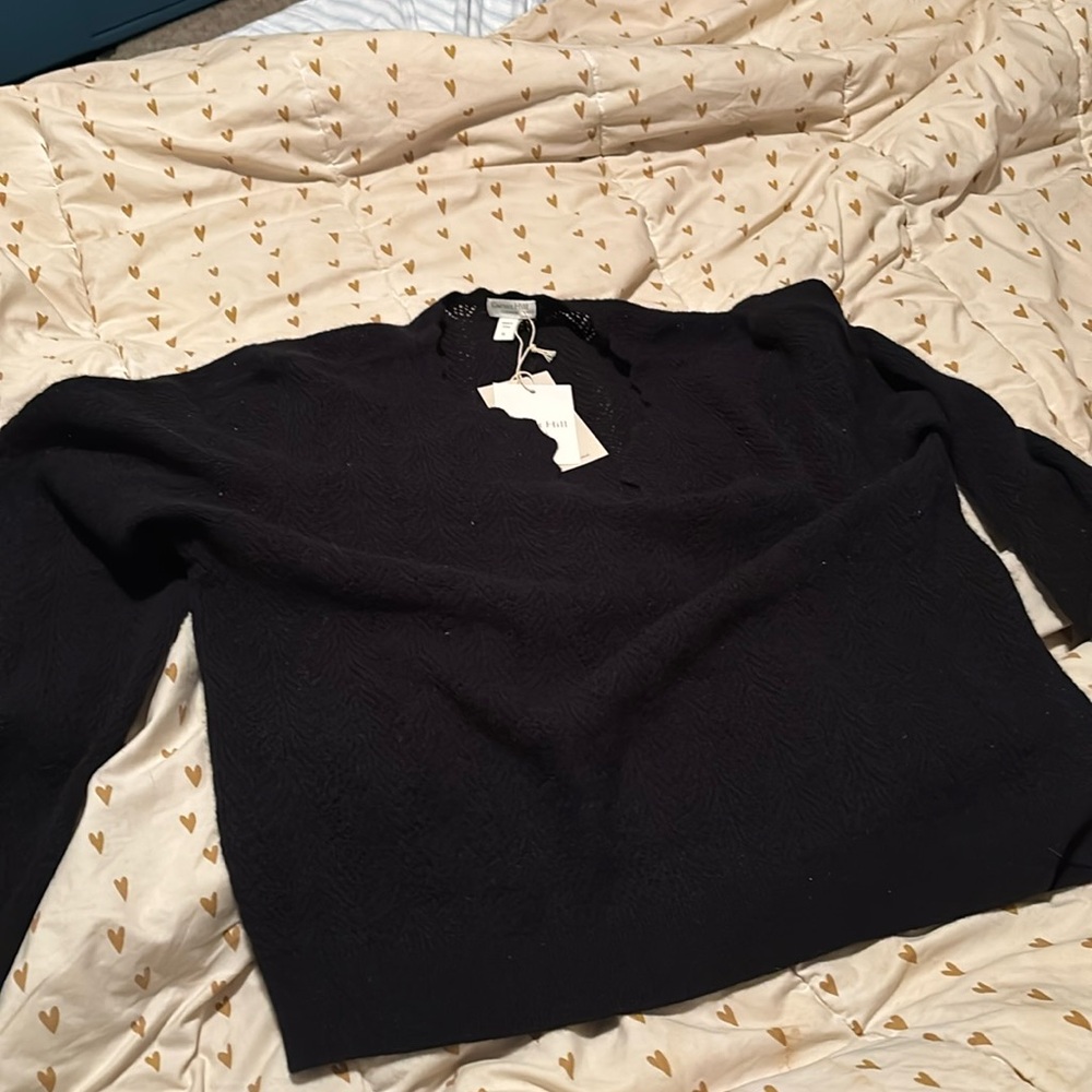 Brand new with tags Garnet Hill Black pointelle Cashmere Sweater